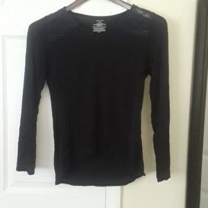 George Black Long Sleeve Lace Top 3X